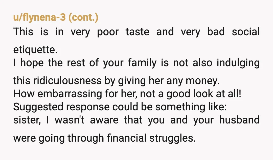 u/Violetsun9 NTA. She planned this event herself. If she wanted you guys to help cover she should have ASKED before the party, it is rude to ask after considering no...
