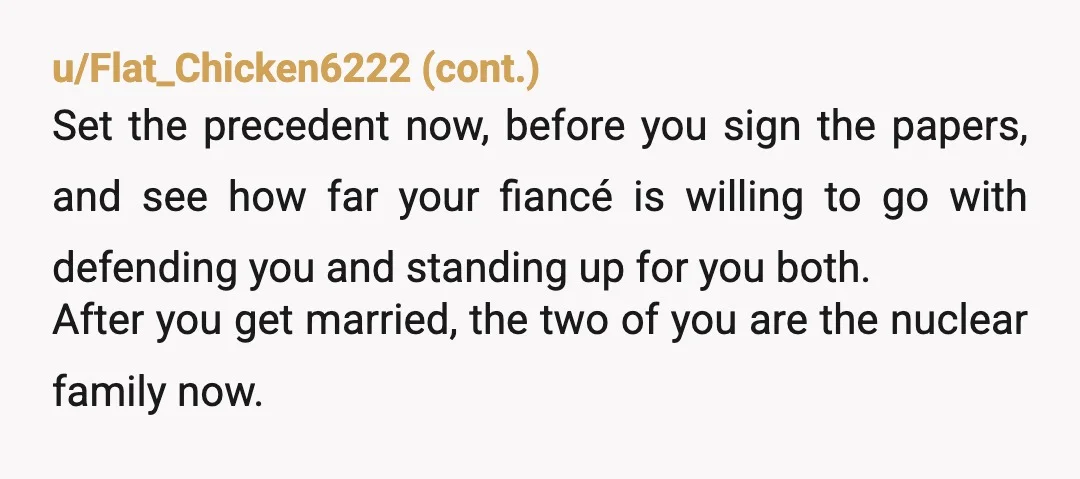 u/Ok_Tonight_3703 NTA. Start the way you want to end. Your first mistake as a couple was taking the money without having a clear understanding that accepting the money doesn’t mean...