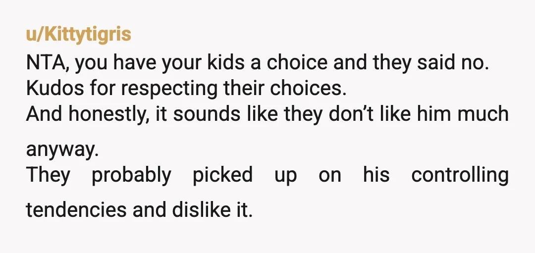 u/MurphyCaper
You’re not wrong. If the girls were to visit him, there’s a chance he could decide to keep them against their will.