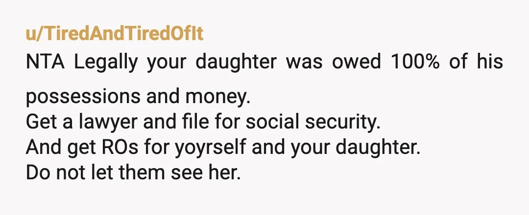 u/QDKeck
NTA - You and your daughter are your priority. From what you shared they will not allow for healthy relationships. Good luck. Take care of you.