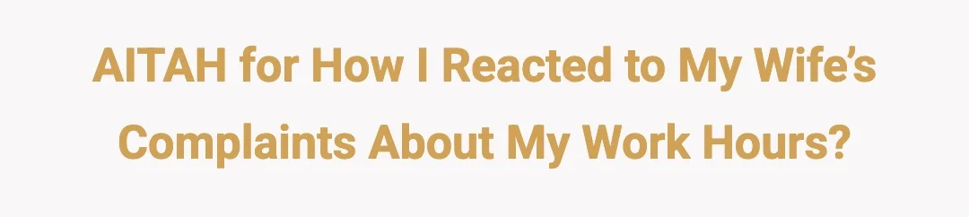 AITAH for how I reacted to my wife’s complaints about my work hours?