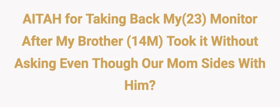 AITAH for taking back my(23) monitor after my brother (14M) took it without asking even though our mom sides with him?