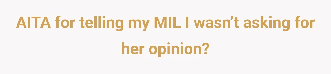 AITA for telling my MIL I wasn’t asking for her opinion?
