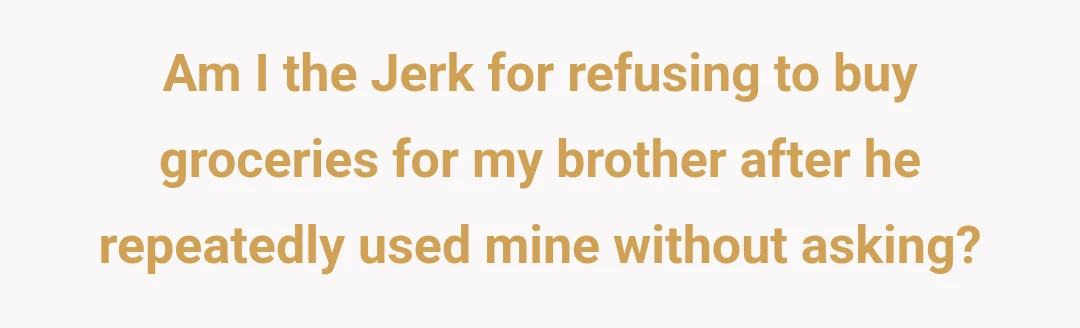 Am I the Jerk for refusing to buy groceries for my brother after he repeatedly used mine without asking?