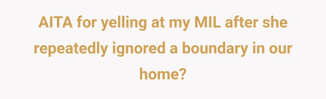 AITA for yelling at my MIL after she repeatedly ignored a boundary in our home?