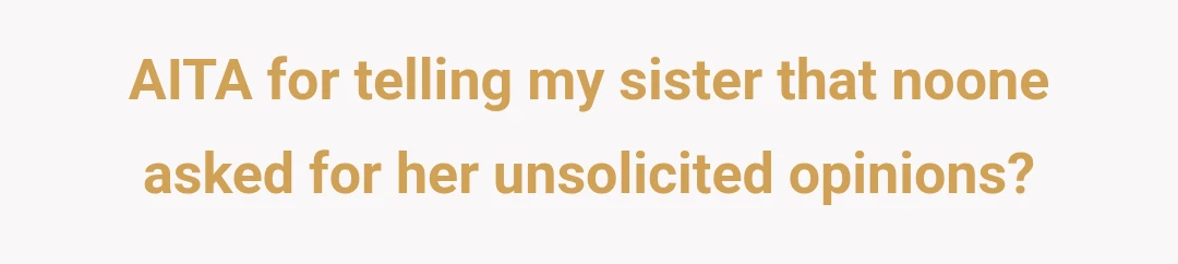 AITA for telling my sister that noone asked for her unsolicited opinions?