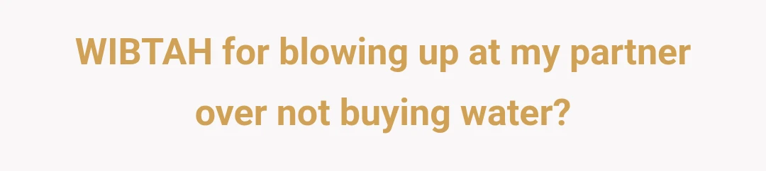 WIBTAH for blowing up at my partner over not buying water?