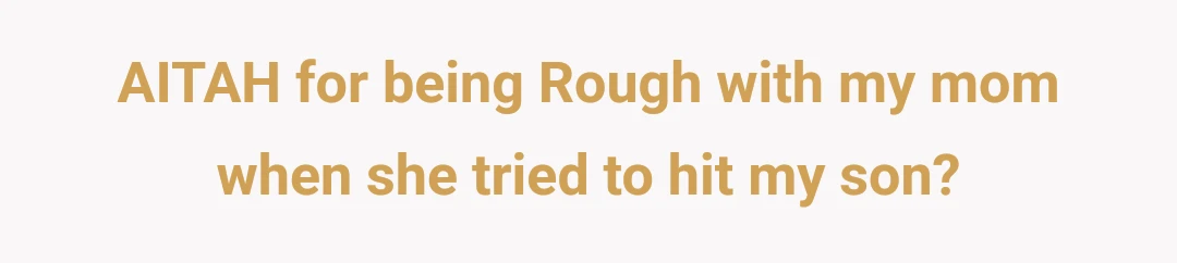 AITAH for being Rough with my mom when she tried to hit my son?