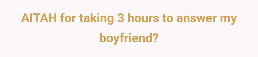 AITAH for taking 3 hours to answer my boyfriend?
