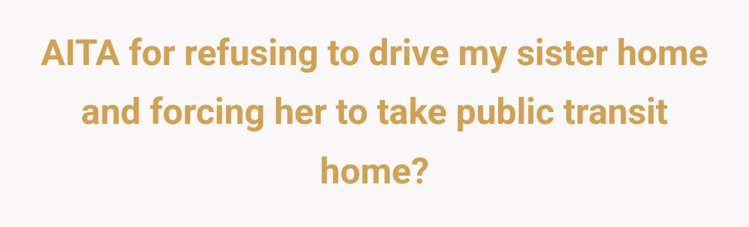 AITA for refusing to drive my sister home and forcing her to take public transit home?