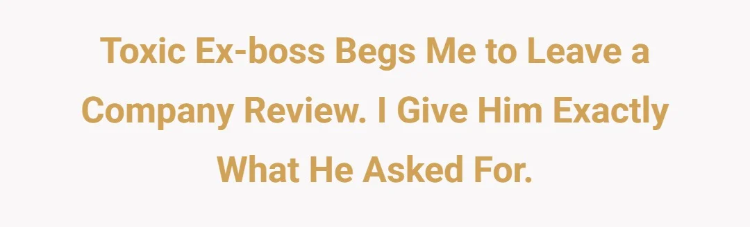 Toxic ex-boss begs me to leave a company review. I give him exactly what he asked for.