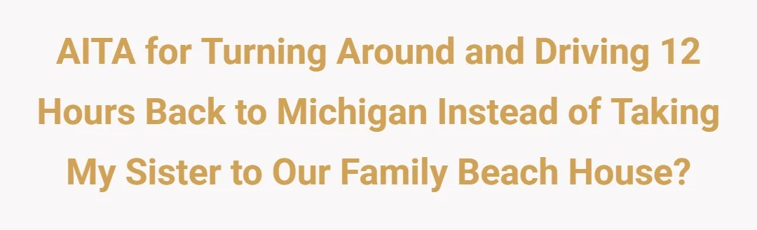 AITA for turning around and driving 12 hours back to Michigan instead of taking my sister to our family beach house?