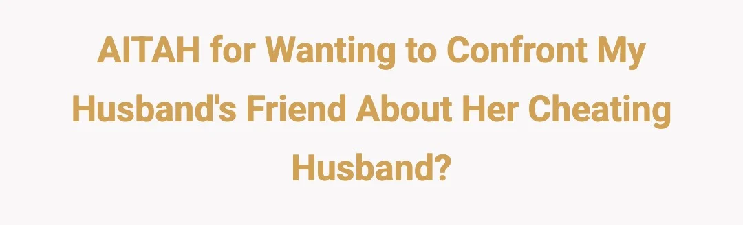 AITAH for wanting to confront my husband's friend about her cheating husband?