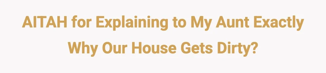 AITAH for explaining to my aunt exactly why our house gets dirty?